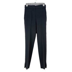JUDITH & CHARLES Slim Contemporary Trouser Side Slit Triacetate Black Pants sz 0